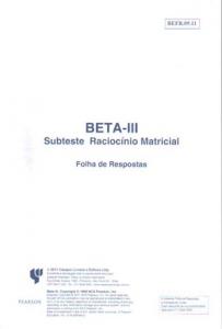 BETA III - Raciocínio Matricial - 25 Folhas De Respostas