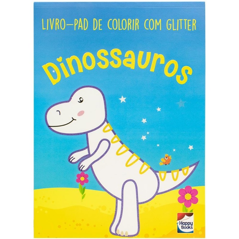Livro-pad de Colorir Com Glitter: Dinossauros