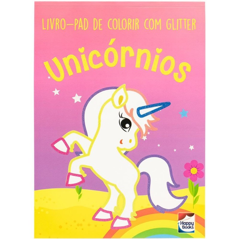 Livro-pad de Colorir Com Glitter - Unicornios