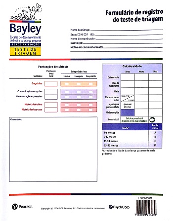 Bayley III - Formulário De Registro Do Teste De Triagem