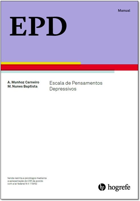EPD - Kit Completo - Escala De Pensamentos Depressivos