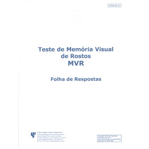 MVR - Bloco De Respostas - Memoria Visual De Rostos