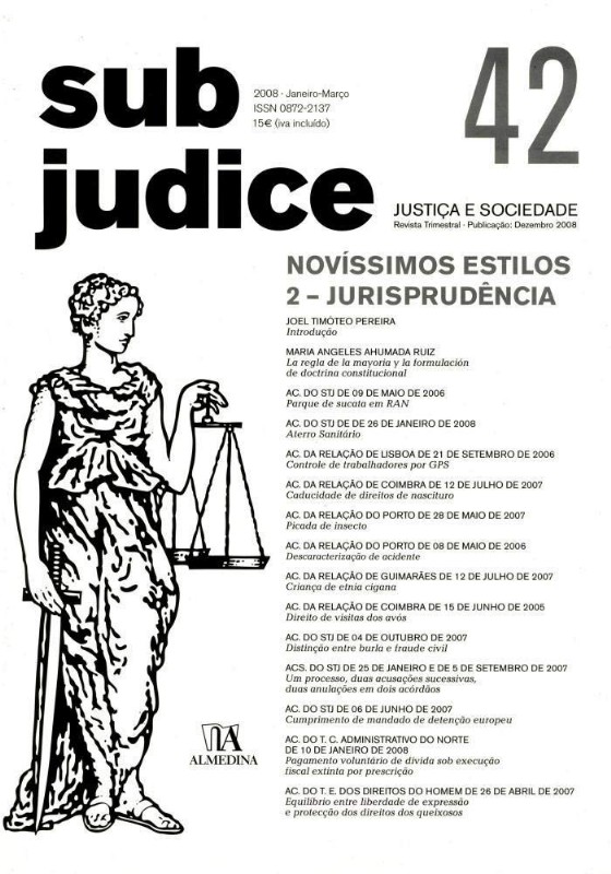 Sub Judice: Novíssimos Estilos - 2 - Jurisprudência - Volume 42